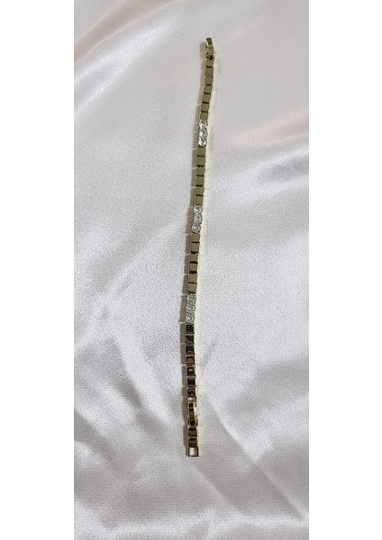 Çelik 3 Sıra Zirkon Taşlı 14 Renginde Bileklik