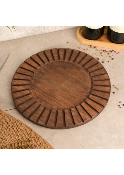 Büyük Boy Ahşap Çizgili Sunumluk , Supla , Peynir Tabağı , Kek Pasta Standı %100 Çam modelleri