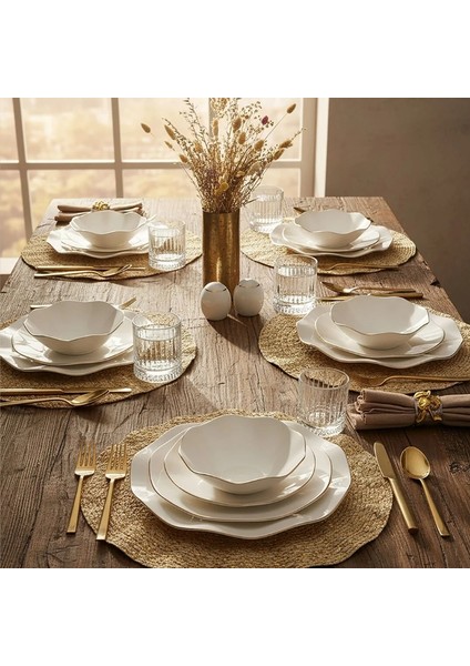 Nesrin 52 Parça Gold Fileli Yemek Takımı fiyatları