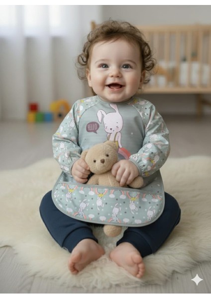 Laura Baby Uzun Kollu Sıvı Geçirmez Mama ve Aktivite Önlüğü