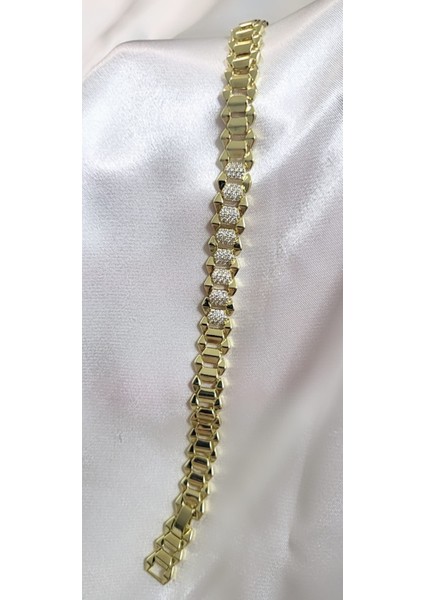 Çelik Zirkon Taşlı Kordon Model Bileklik