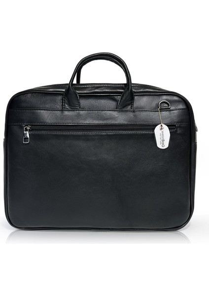 Hakiki Deri Siyah Laptop Evrak Çantası Ayarlanabilir Omuz Askılı fırsatları