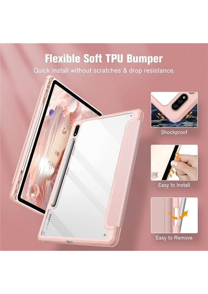 Samsung Tab S10 Fe Plus 13,1 Inch Uyumlu Kalem Bölmeli Arka Bölümü Şeffaf Kılıf indirimleri