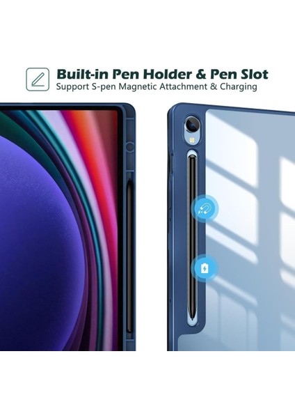 Samsung Tab S10 Fe Plus 13,1 Inch Uyumlu Kalem Bölmeli Arka Bölümü Şeffaf Kılıf indirimleri
