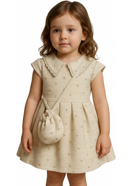 Kız Çocuk Vintage Stil Çanta Detaylı Elbise