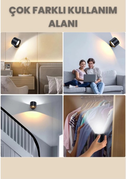 Mıknatıslı Uzaktan Kumandalı Çift Taraflı Duvar Aplik LED Aydınlatma 3 Renk USB Şarjlı fiyatları