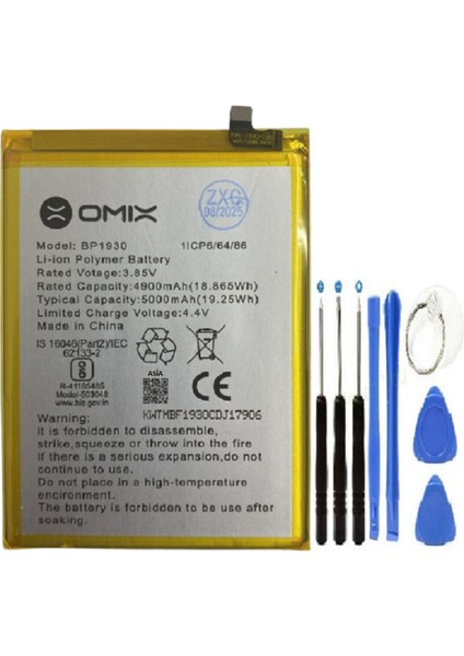 Omix X700 2. Nesil BP1930 Pil Batarya + Tamir Set 5000 Mah
