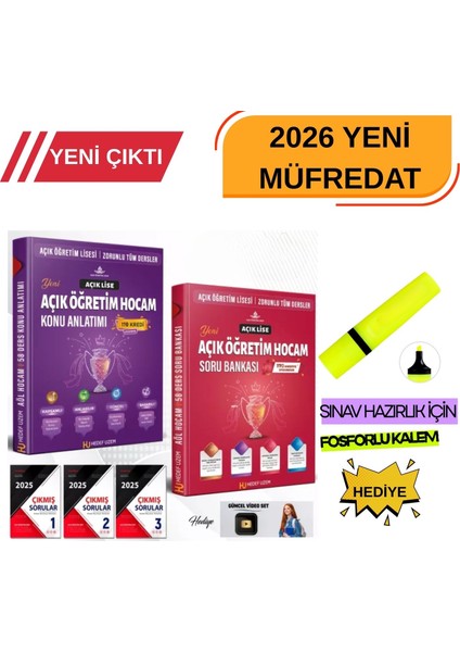 2026-GÜNCEL Yeni Müfredat-Açık Lise Tüm Dersler Konu Anlatımı+Soru Bankası-Aöl-Maöl