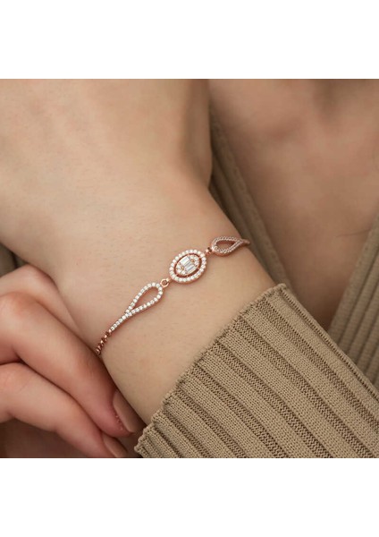 925 Ayar Gümüş Rose Oval Baget Bileklik fırsatları