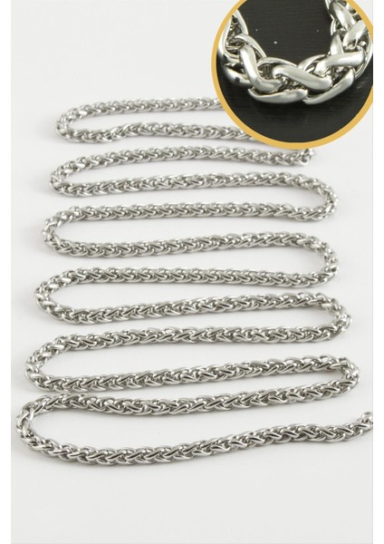 Wizard 0,4 mm Silindir Gümüş Renkli Çelik Zincir 1 Metre-Gümüş Rengi