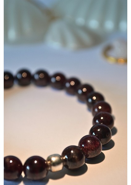 Garnet Bileklik Doğaltaş 8mm Bordo Unisex modelleri