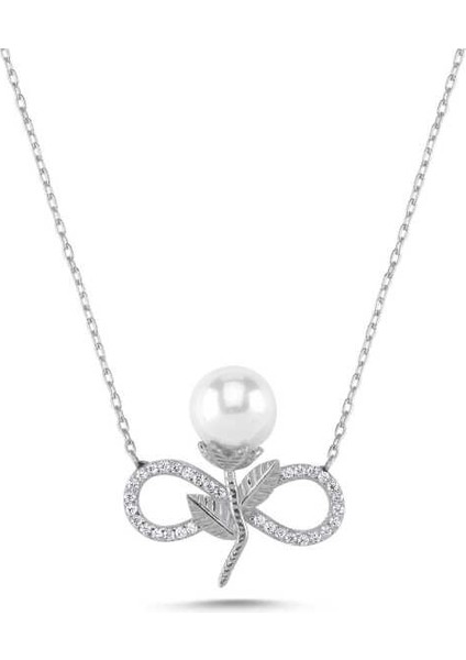 925 Ayar Gümüş Sonsuz Inci Kadın Gümüş Kolye