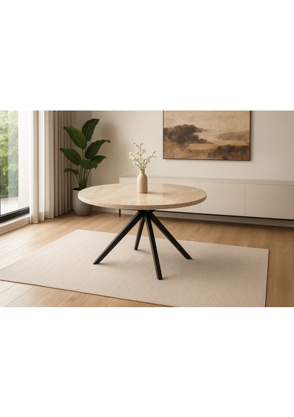 Sidon Ahşap Yuvarlak Açılır Büyüyen Yemek Masası Mermer Desen 70 x 120 cm Sadece Masa Fiyatıdır