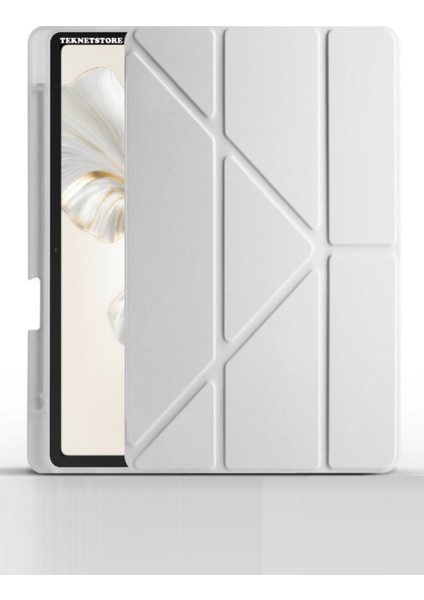 Honor Pad 9 12.1 Inch Tablet Uyumlu Kılıf Katlanır Kalemlikli Standlı Uyku Modlu Akıllı Kapak