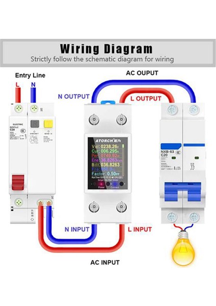 Atorch GR2P Elektrik Ölçer Tuka Ray Güç Enerji Ölçer AC50-320V Dijital Ekran Monitör Voltaj Eğrisi Temel Sürüm Ampermetre (Yurt Dışından)