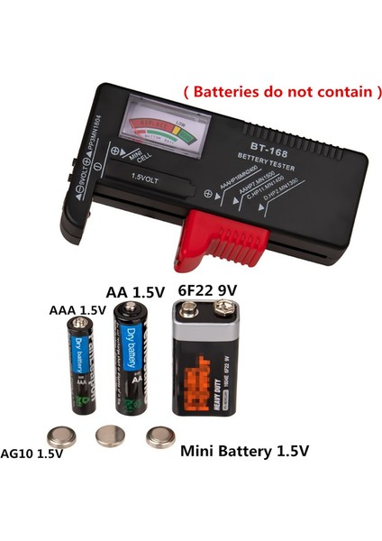 BT-168 AA/AAA/C/D/9V/1.5V Piller Evrensel Düğme Hücre Pil Renk Kodlu Ölçer Volt Test Cihaz BT168 (Yurt Dışından) fiyatları