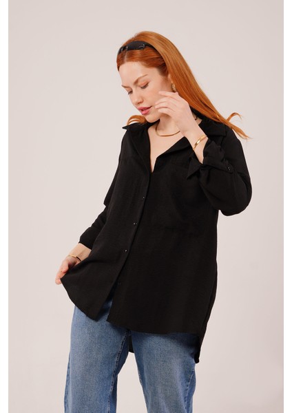 Salaş Kesim Cepli Siyah Gömlek modelleri