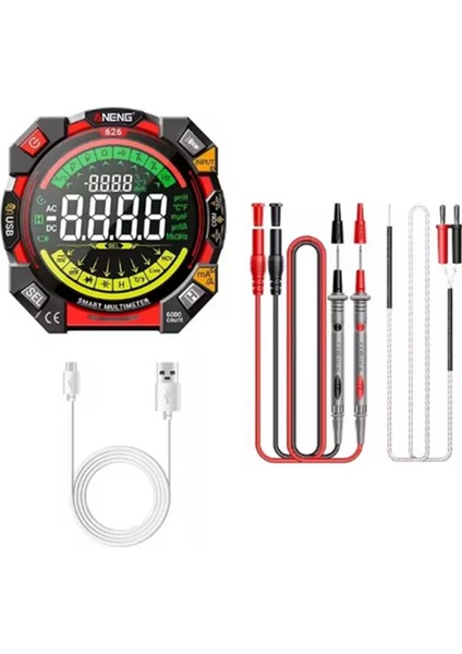 Aneng 626 Multitester 600V Voltaj Testi 6000 Sayım Multimetre Taşınabilir Ohmmer Akım Ölçer Şarj Edilebilir USB Dedektör Araçları (Yurt Dışından)