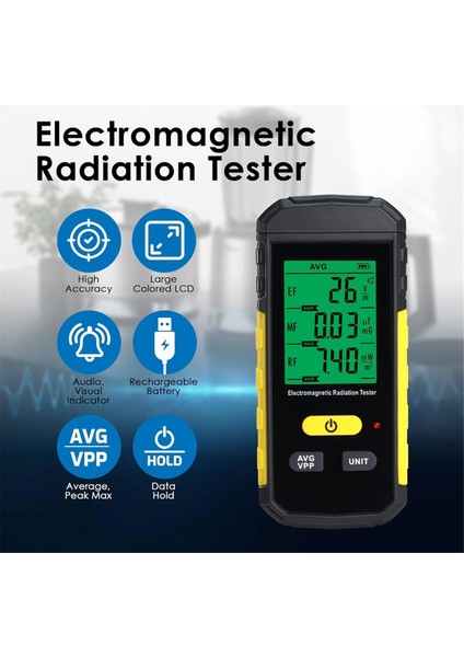 Emf Dedektörü, Ef, Rf, Mf, 3 Renkli Ses Işık Alarmlı Wifi Sinyali, Veri Tutma, Ev Için 3in-1 Radyasyon Ölçer (Yurt Dışından) modelleri