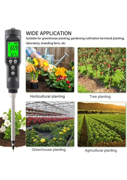 EC-7701 Akıllı Toprak Ec Metre 0.0-10.0ms/cm Toprak Test Cihazı Veri Logger Hidroponik Dikim Bahçesi Için Temp Analizörü (Yurt Dışından) modelleri