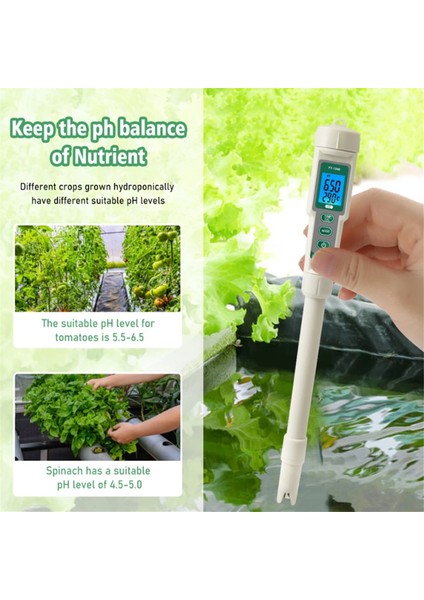 Profesyonel Hidroponik Metre 4 Arada 1 Ph Ec Tds Sıcaklık Test Cihazı Monitörü Besin Çözeltileri Için Uzun Problar, Yüzme, Akvaryum (Yurt Dışından) indirimleri