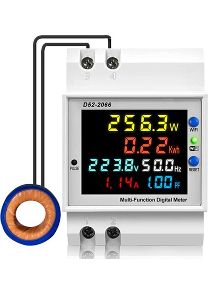 Tuya Wifi Akıllı Dijital Ekran Elektrik Ölçer Din-Rail Voltaj Akım Metre Güç Faktörü Frekans Ölçer B (Yurt Dışından)