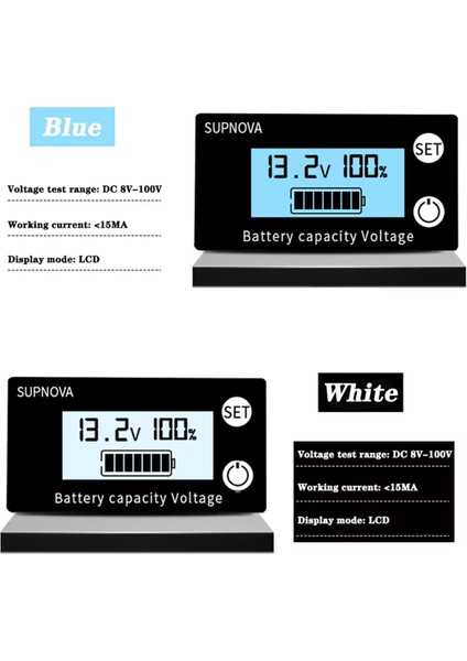Pil Kapasite Göstergesi Dc 8V-100V Kurşun Asit Lityum Lifepo4 Araç Motosiklet Voltmetre Voltaj Göstergesi 12V 24V 48V 72V A (Yurt Dışından) modelleri