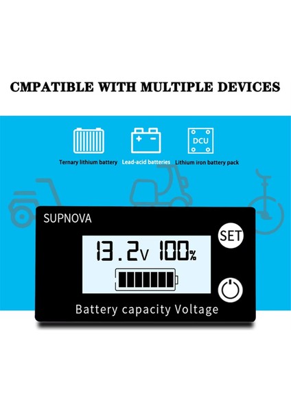 Pil Kapasite Göstergesi Dc 8V-100V Kurşun Asit Lityum Lifepo4 Araç Motosiklet Voltmetre Voltaj Göstergesi 12V 24V 48V 72V A (Yurt Dışından) fırsatları