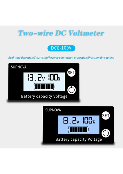 Pil Kapasite Göstergesi Dc 8V-100V Kurşun Asit Lityum Lifepo4 Araç Motosiklet Voltmetre Voltaj Göstergesi 12V 24V 48V 72V A (Yurt Dışından) indirimleri