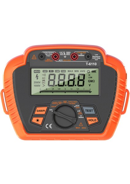 Yalıtım Direnç Test Cihazı 1000V Dijital Megohmeter, Maks 20GΩ, Düşük Direnç Emilim Oranını Ölçüyor (Yurt Dışından)