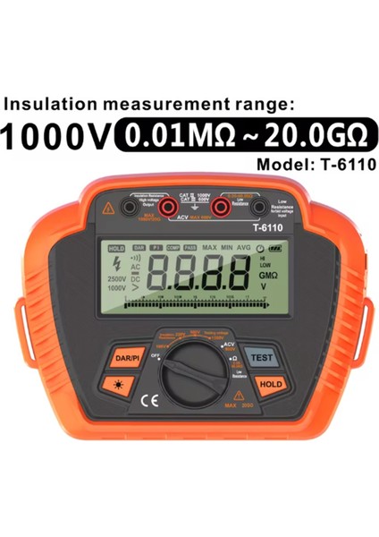 Yalıtım Direnç Test Cihazı 1000V Dijital Megohmeter, Maks 20GΩ, Düşük Direnç Emilim Oranını Ölçüyor (Yurt Dışından) fiyatları