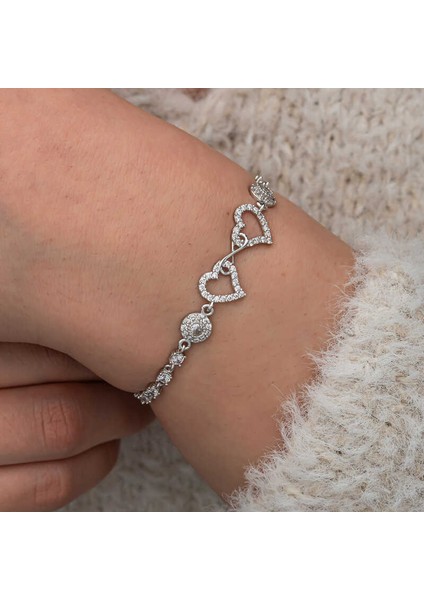 Gümüş Sonsuzluk Iki Kalp Kadın Bileklik fiyatları