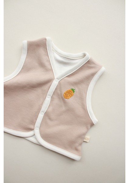 Ananas Nakışlı Çift Taraflı Yelek
