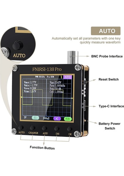 LCD Elde Taşınan Dijital Osiloskop Kiti - 200KHZ Dijital Osiloskoplar Taşınabilir 2.5ms/s Örne Oranı, 80KHZ Pwm, Tetik (Yurt Dışından) fırsatları