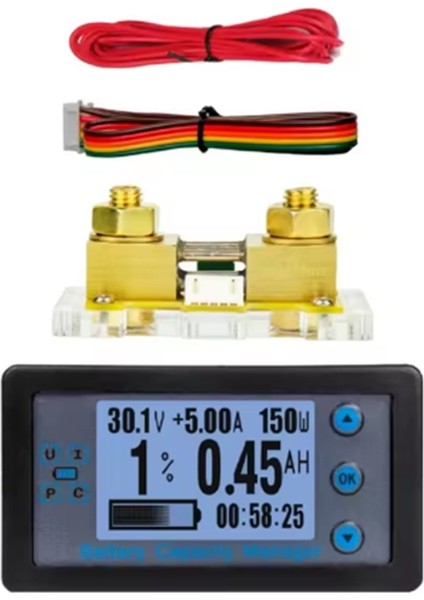 Enerji Ölçer 100A Ampermetre Voltmetre Wattmetre Dijital Multimetre 8-120V Pil Test Cihazı Şantlı (Yurt Dışından)