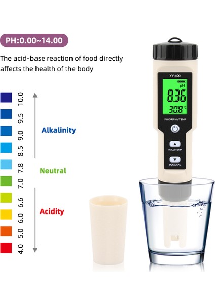 4 Inç 1 YY-400 Ph/orp/h2 &amp; Tem Ölçer Akvaryum, Yüzme Havuzu, Arka Işık Için Dijital Hidrojen Iyon Konsantrasyon Test Cihazı (Yurt Dışından) fiyatları
