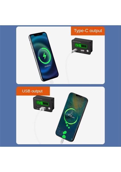 DC8-30V USB Tip-C Kurşun Asit Lityum Pil Kapasite Göstergesi Araç Dijital Voltmetre Voltaj Test Cihazı, Beyaz Ekran (Yurt Dışından) modelleri