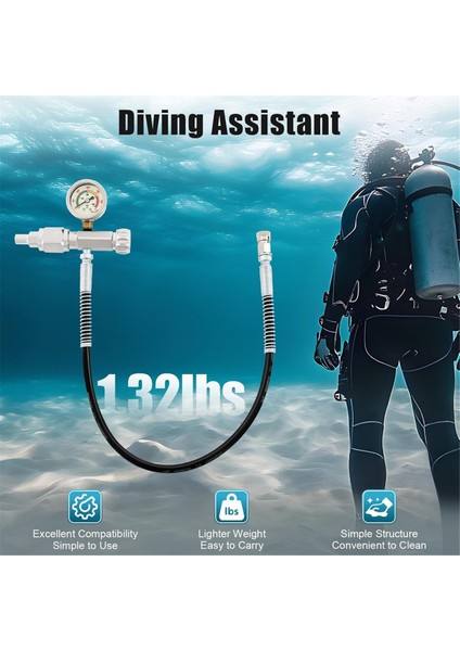 4500PSI Hava Doldurma Adaptörü Basınç Göstergesi Submersible Gaz Silindir Doldurma Valfı Tüm Gaz Silindirlerine Uyar (Yurt Dışından) fiyatları