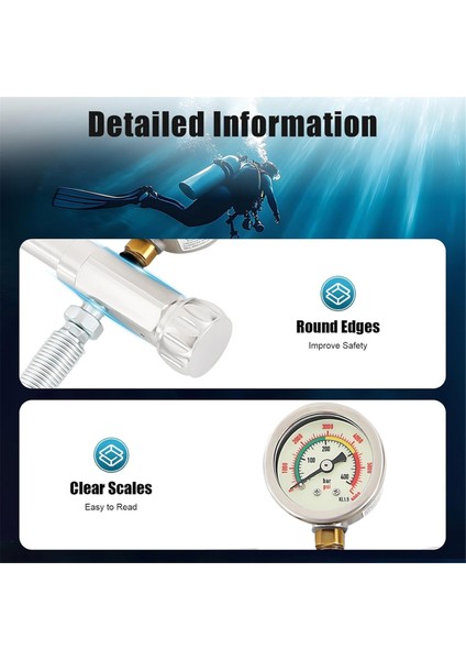 4500PSI Hava Doldurma Adaptörü Basınç Göstergesi Submersible Gaz Silindir Doldurma Valfı Tüm Gaz Silindirlerine Uyar (Yurt Dışından) modelleri