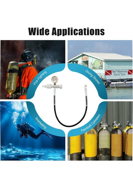 4500PSI Hava Doldurma Adaptörü Basınç Göstergesi Submersible Gaz Silindir Doldurma Valfı Tüm Gaz Silindirlerine Uyar (Yurt Dışından) indirimleri