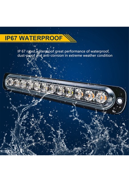 12LED Güvenlik Acil Durum Yanıp Sönen Işıklar, 12V-24V Flaş Uyarı Işığı, Beacon Beacon LED Işık Çubuğu, Sarı+Beyaz (Yurt Dışından) fırsatları