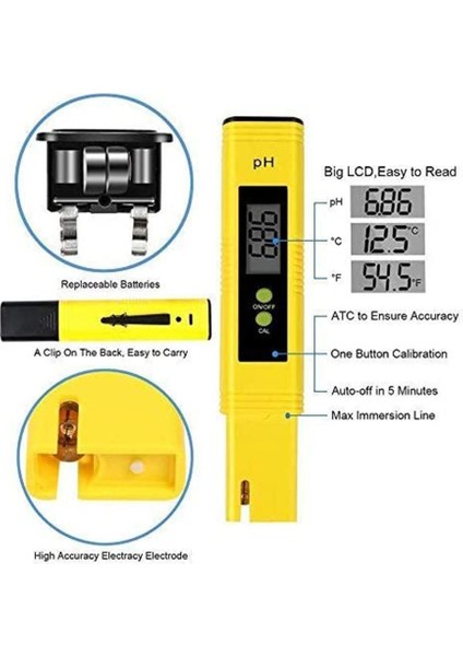 Ph Metre Test Cihazı Dijital Ph Metre 0.01 Ph Su Kalitesi Test Mutfak, Akvaryum, Havuz, Laboratuvar Için Dijital Test Cihazı (Yurt Dışından) modelleri