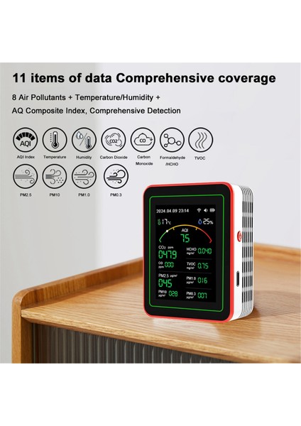 Tuya Wifi 15 In 1 Hava Kalitesi Dedektörü Ev Taşınabilir Aqı Pm0.3 Pm1.0 Pm2.5 PM10 Co2 Co2 Tvoc Hcho Test Cihazı With Mount, A (Yurt Dışından) indirimleri