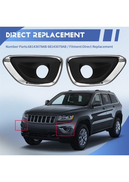 Araba Ön Sis Fark Trim Çerçeve Sis Lambası Çerçeveleri 68143078AB 68143079B Jeep Grand Cherokee 2014-2018 (Yurt Dışından) indirimleri