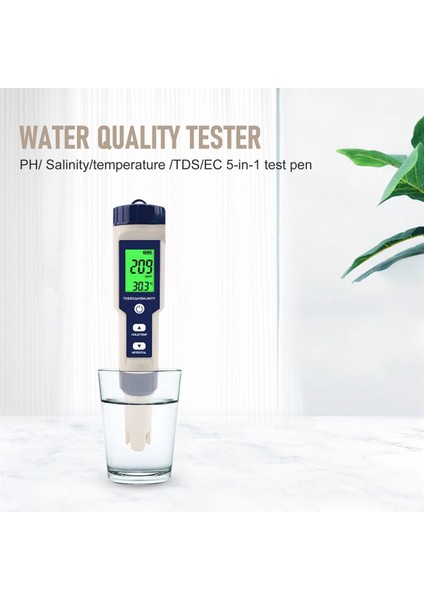 5&#39;i 1 Tds/ec/ph/tuzluluk/sıcaklık Ölçer Dijital Su Kalitesi Monitör Havuzlar, Içme Suyu, Akvaryumlar (Arka Işığı Ile) Için Test Cihazı (Yurt Dışından) fırsatları