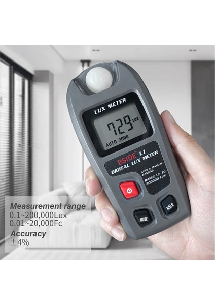 Bside L1 Lux Metre Dijital Illuminometre 0-200.000 LCD Cep Işık Ölümü Lux/fc Tedbir Test Cihazı Sensörü Fotometre Luxmeter (Yurt Dışından) modelleri