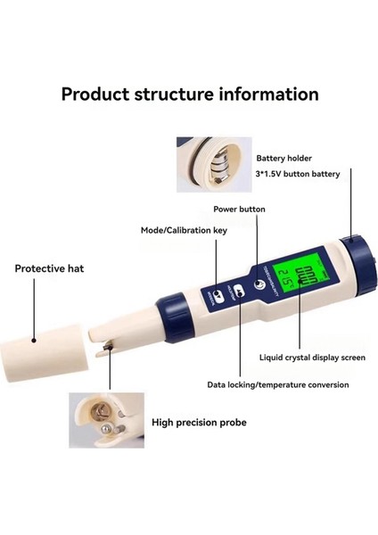 5 Ec Tds Tuzluluk Sıcaklık Ph Metre Yiyecek Içecekleri Için Su Kalitesi Test Cihazı Tuz Içerik Akvaryum Deniz Suyu Atc (Yurt Dışından) fiyatları