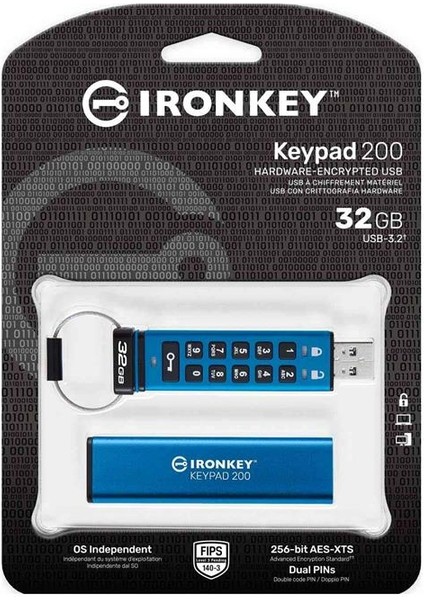 IKKP200-32GB 32GB IronKey Keypad 200, FIPS 140-3 Lvl 3 (Pending) Flash Bellek fırsatları