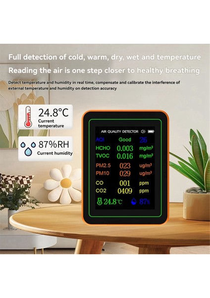10 Arada 1 Hava Kalitesi Monitör Aqı Hcho Tvoc Pm2.5 PM10 Co2 Co2 Sıcaklık ve Nem Test Cihazı Karbon Dioksit Dedektörü Siyah (Yurt Dışından) fiyatları