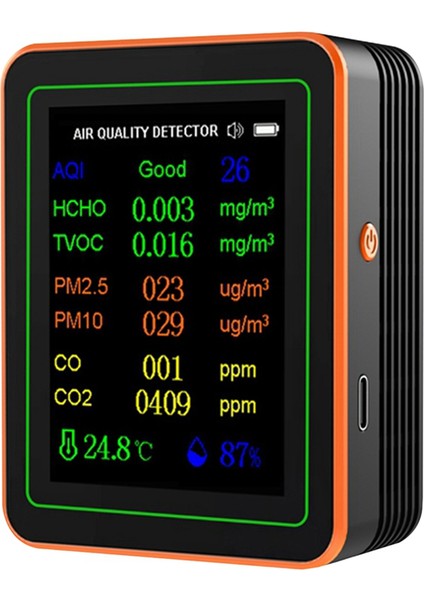10 Arada 1 Hava Kalitesi Monitör Aqı Hcho Tvoc Pm2.5 PM10 Co2 Co2 Sıcaklık ve Nem Test Cihazı Karbon Dioksit Dedektörü Siyah (Yurt Dışından) indirimleri